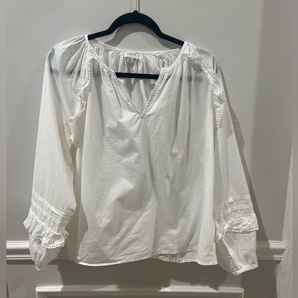 J. Crew Tops - J crew white embellished sleeve top
